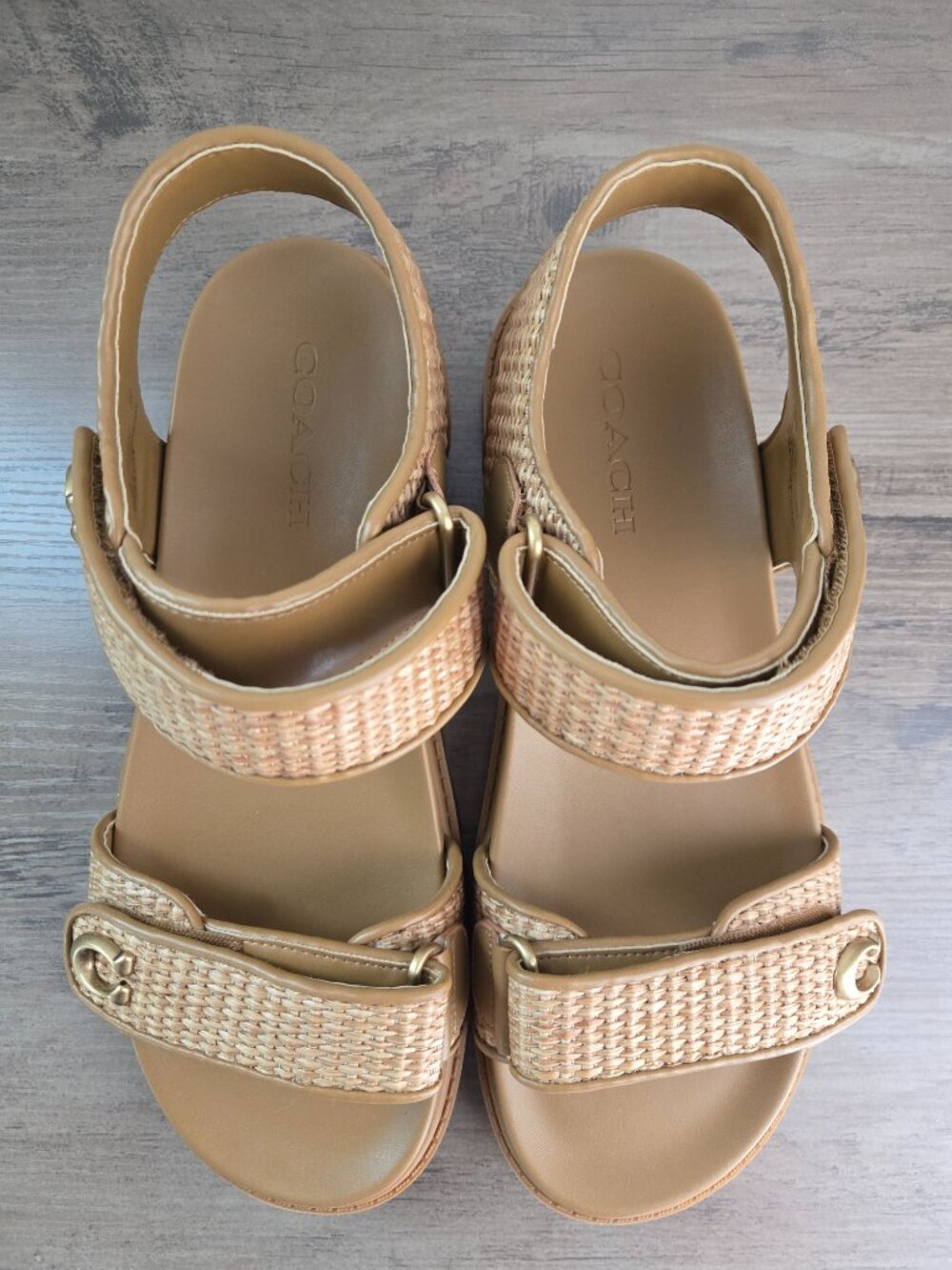 COACH Brynn Straw Open Toe Casual Sandals Natural Size 11B - Picture 9 of 16